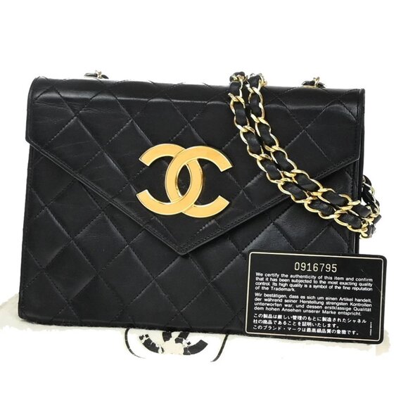 CHANEL CC Mini Matelasse Chain Shoulder Bag Leather Black GHW Vintage 351RF533 - Picture 1 of 16